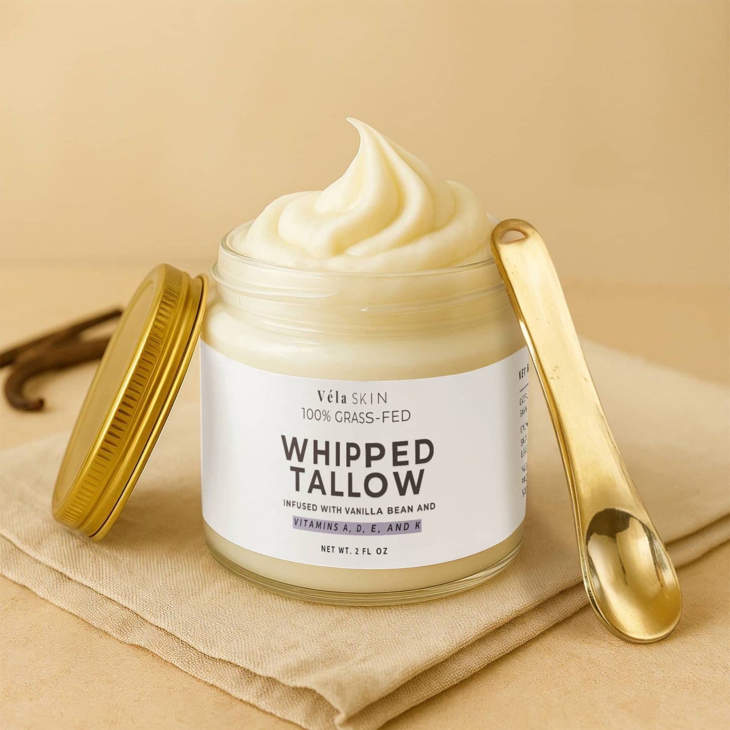 Véla Skin: Whipped Grass-Fed Tallow Balm with Vanilla Bean